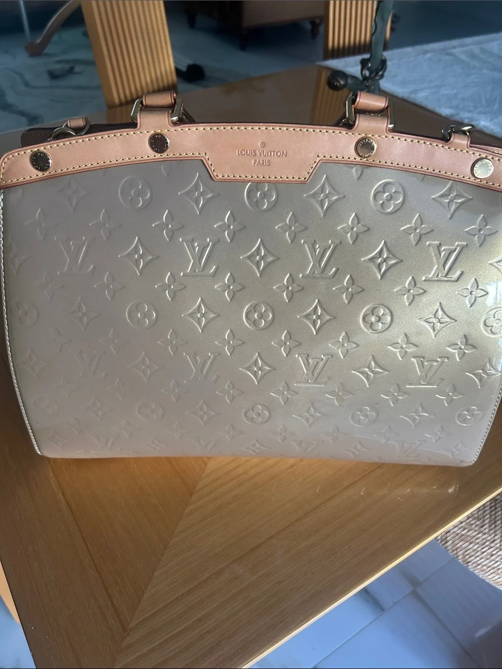 Louis Vuitton Champagne Embossed Monogram Tote with Tan Trim